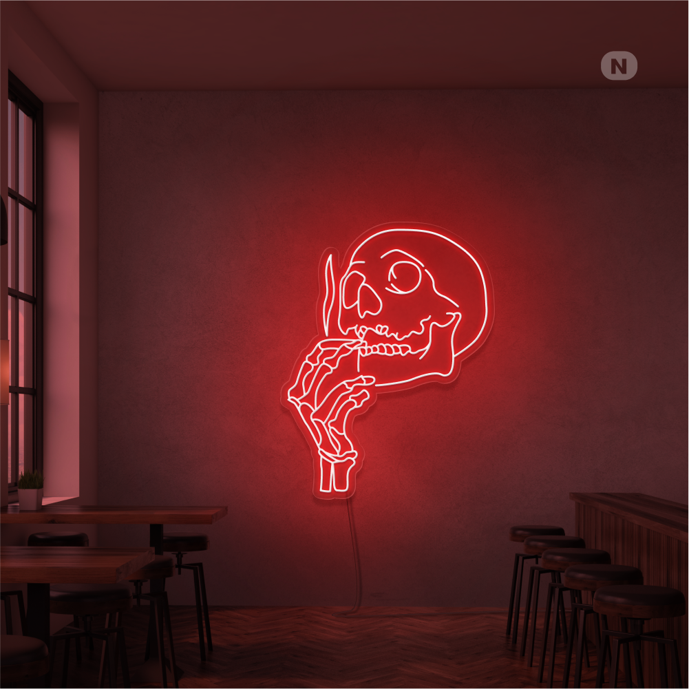 Enseigne Néon Tête de mort fumante