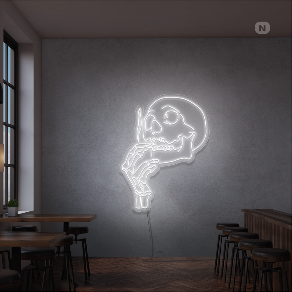 Enseigne Néon Tête de mort fumante