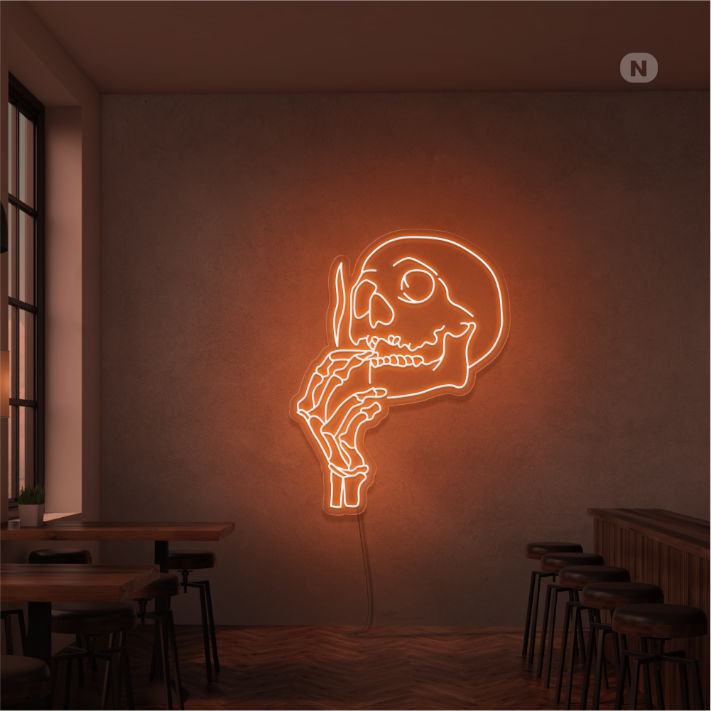 Enseigne Néon Tête de mort fumante