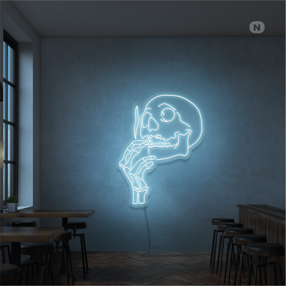 Enseigne Néon Tête de mort fumante