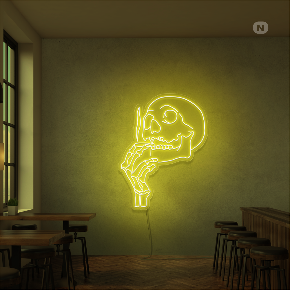 Enseigne Néon Tête de mort fumante