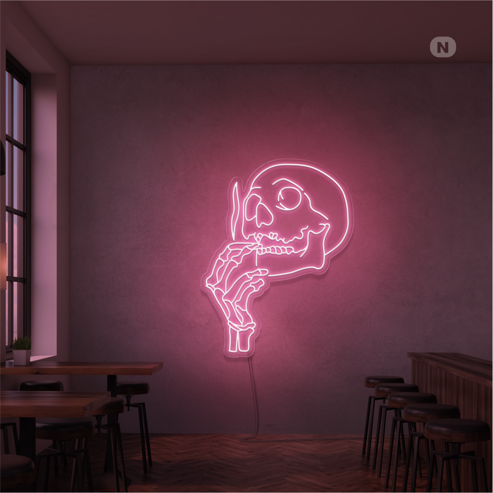 Enseigne Néon Tête de mort fumante