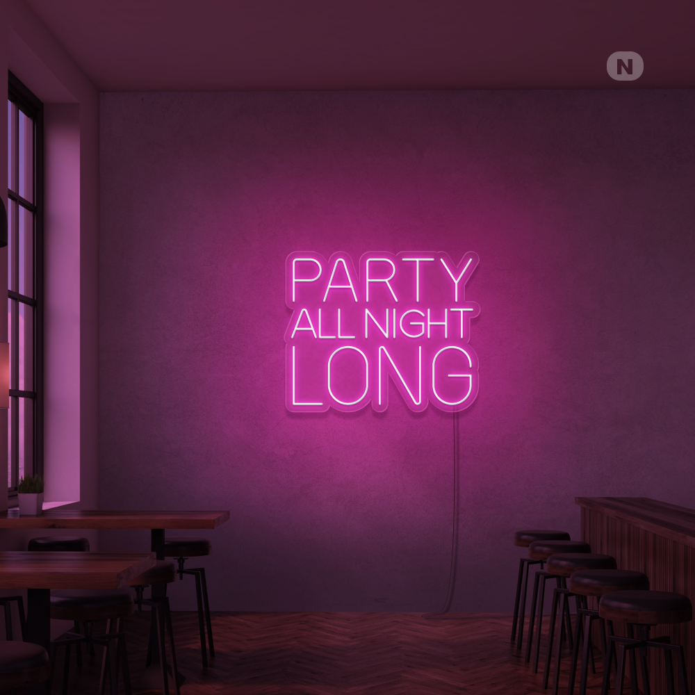 Enseigne Néon Party All Night Long