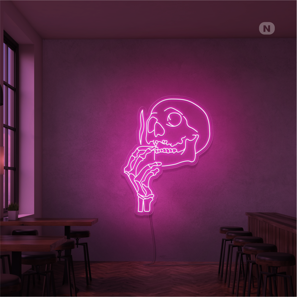 Enseigne Néon Tête de mort fumante
