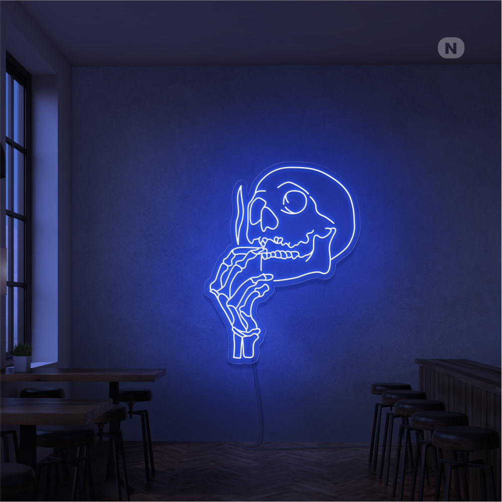 Enseigne Néon Tête de mort fumante