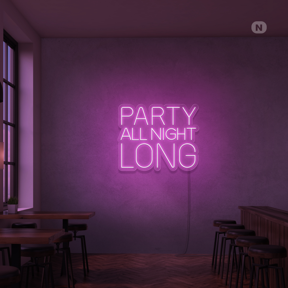 Enseigne Néon Party All Night Long