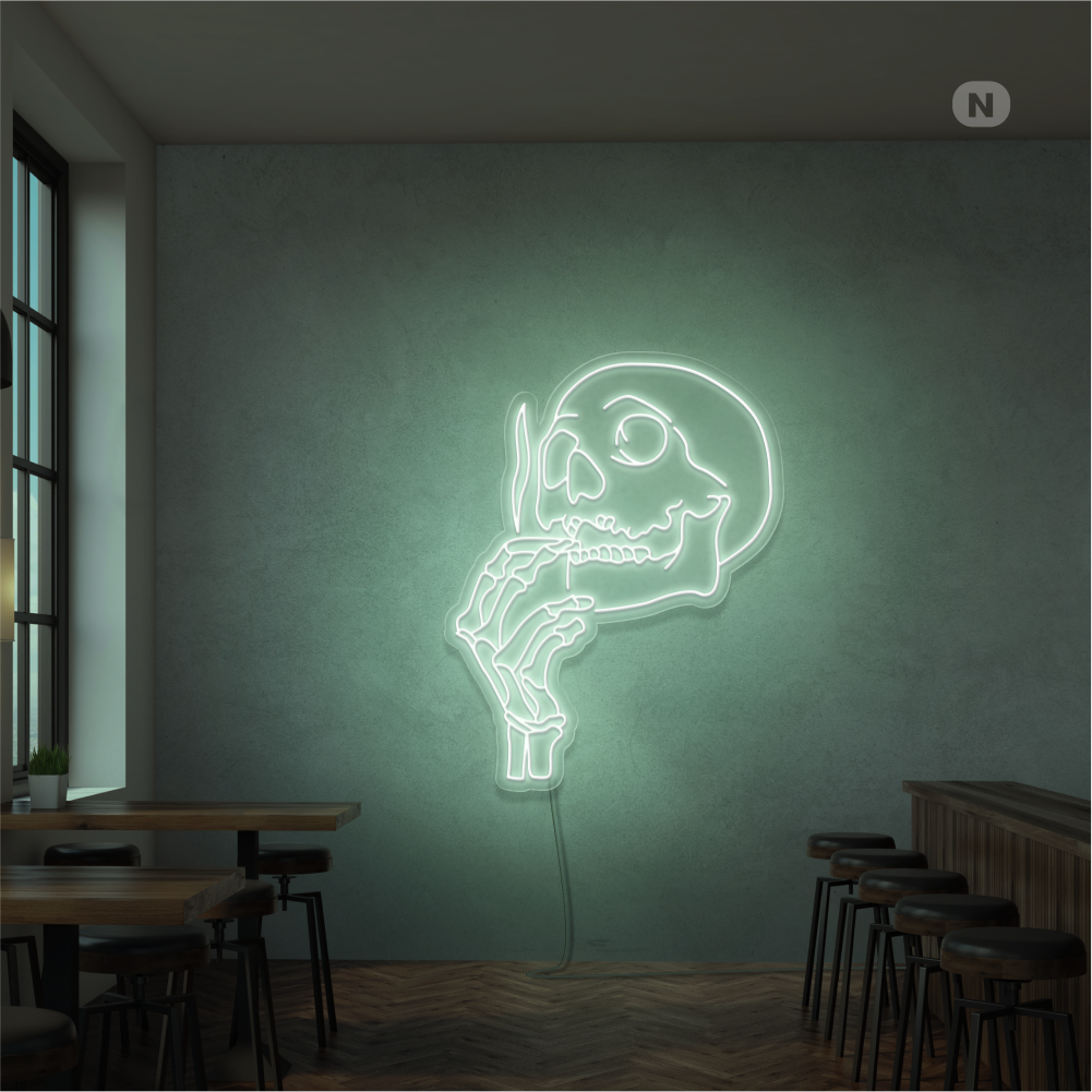 Enseigne Néon Tête de mort fumante