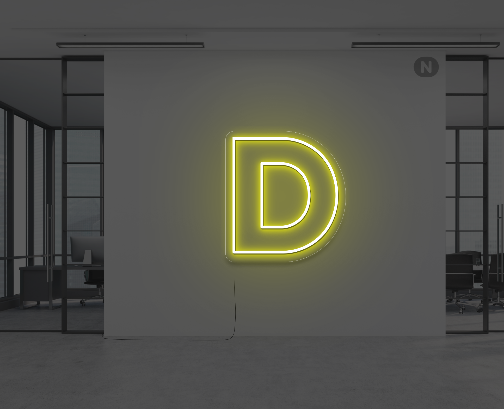 lettre-neon-d-jaune