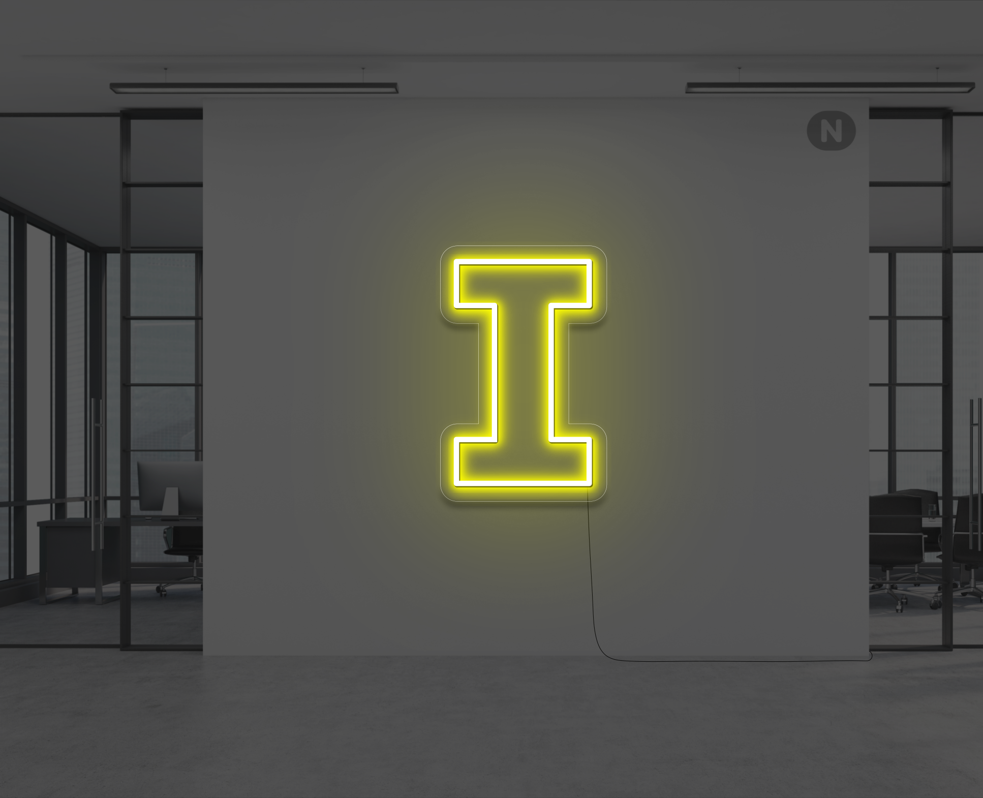lettre-neon-i-jaune