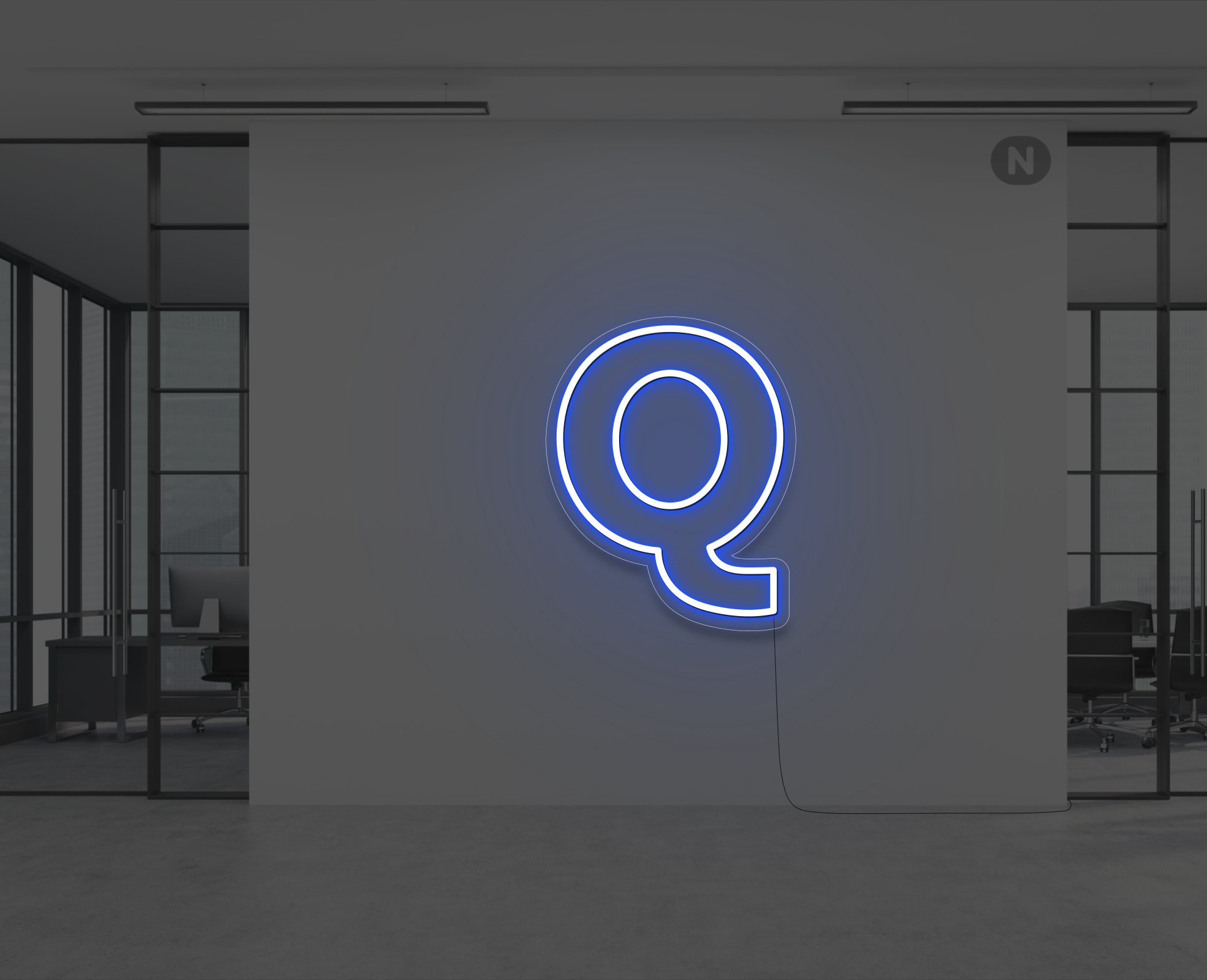 lettre-neon-q-bleu