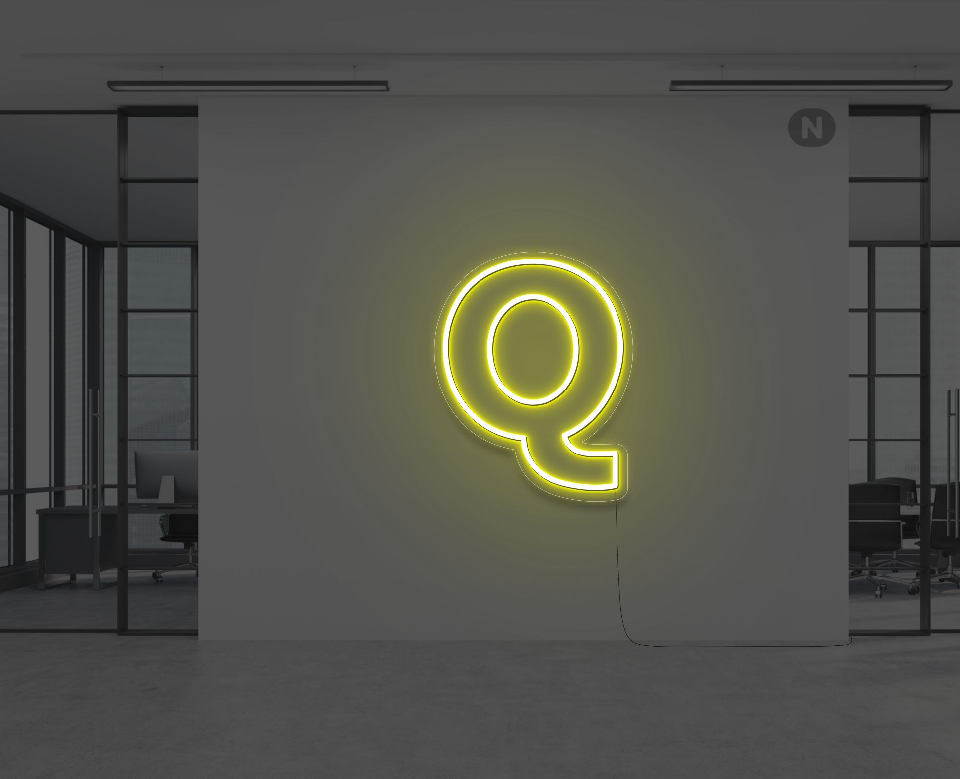 lettre-neon-q-jaune