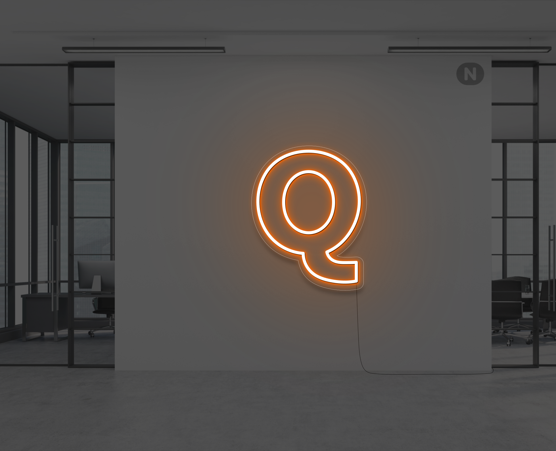 lettre-neon-q-orange