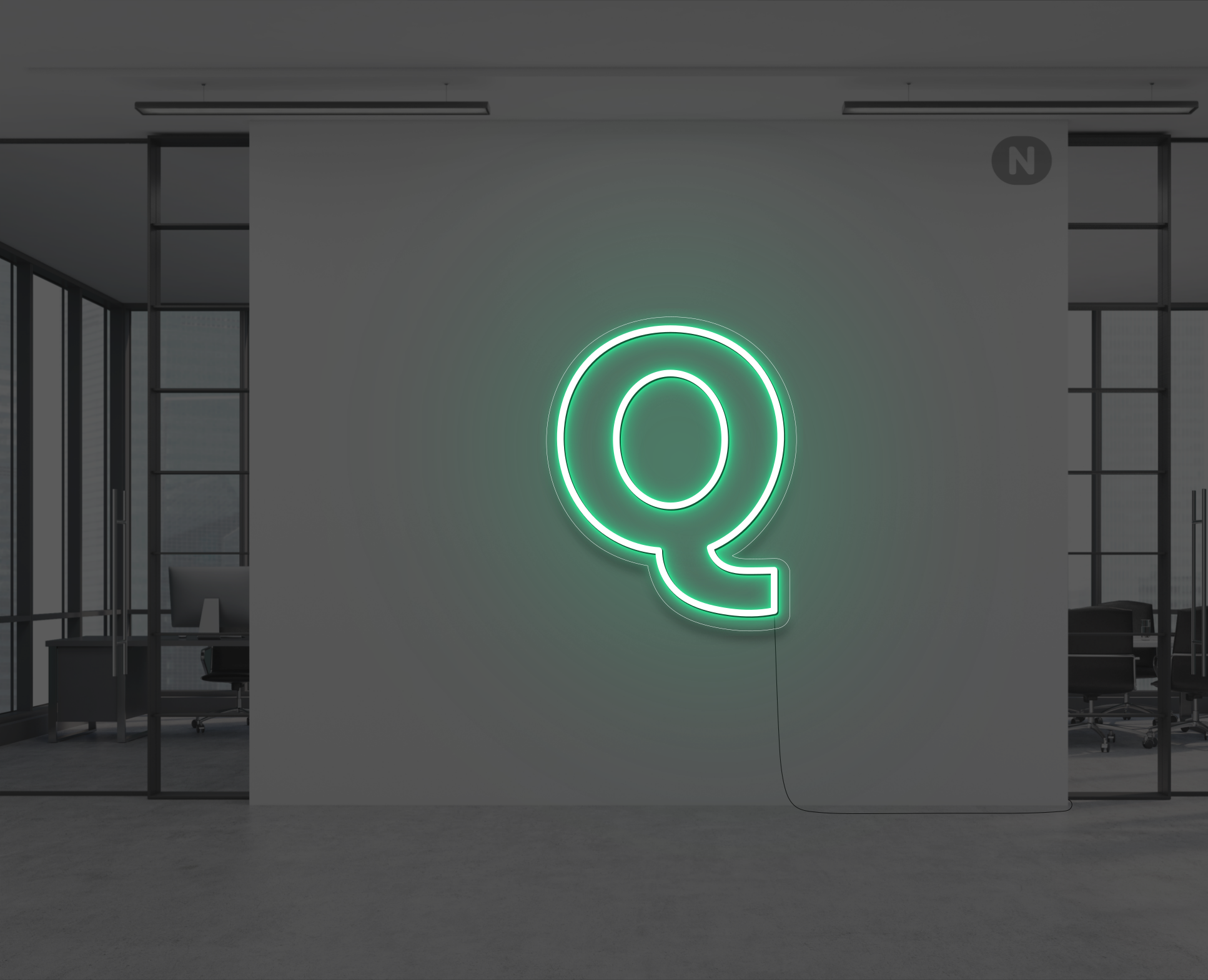 lettre-neon-q-verte