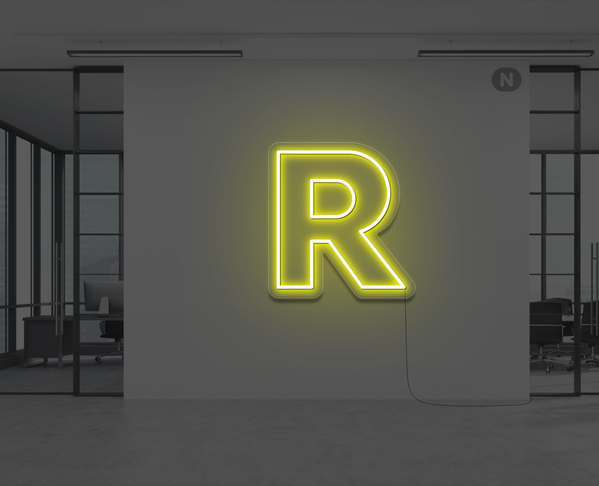 lettre-neon-r-jaune