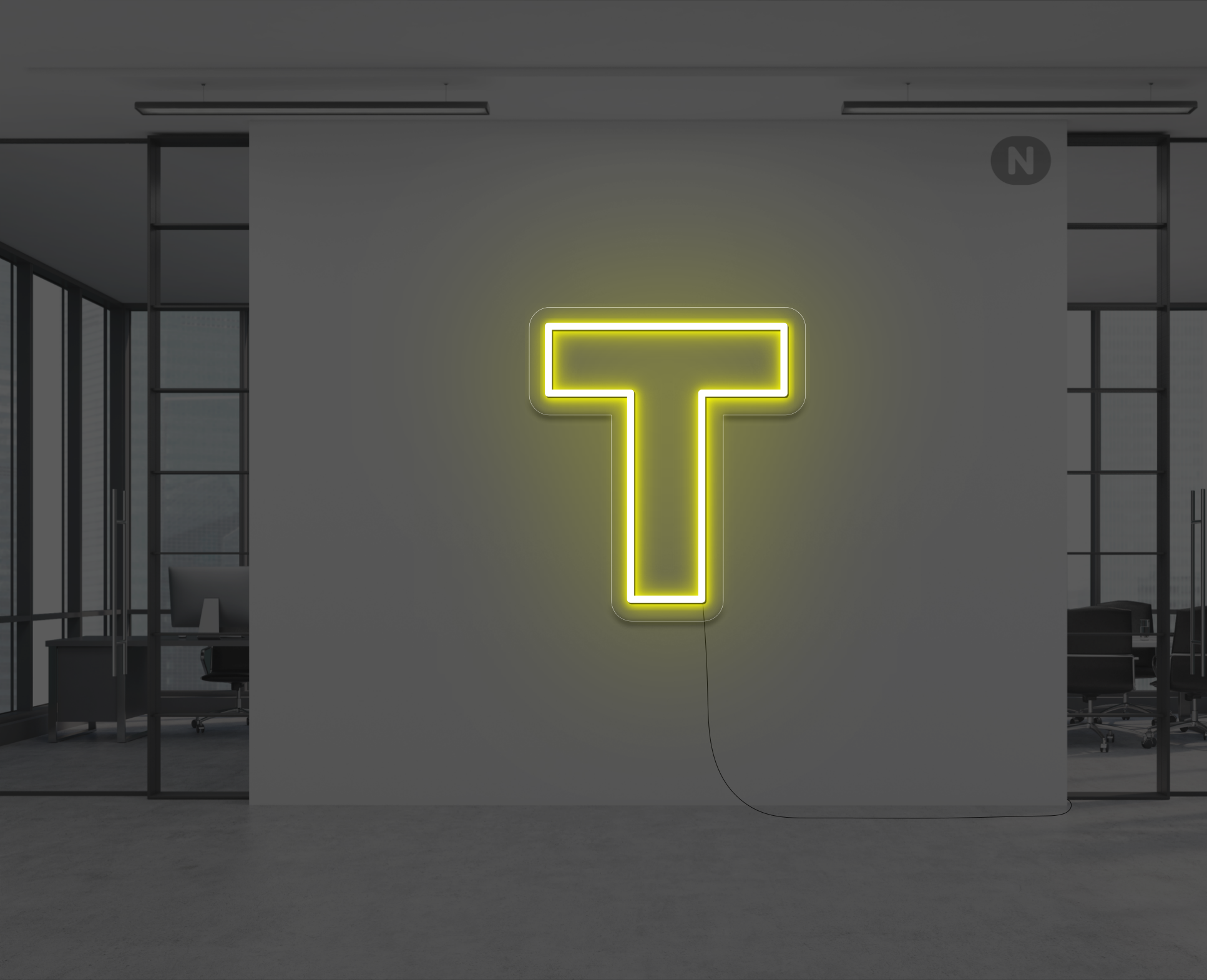 lettre-neon-t-jaune