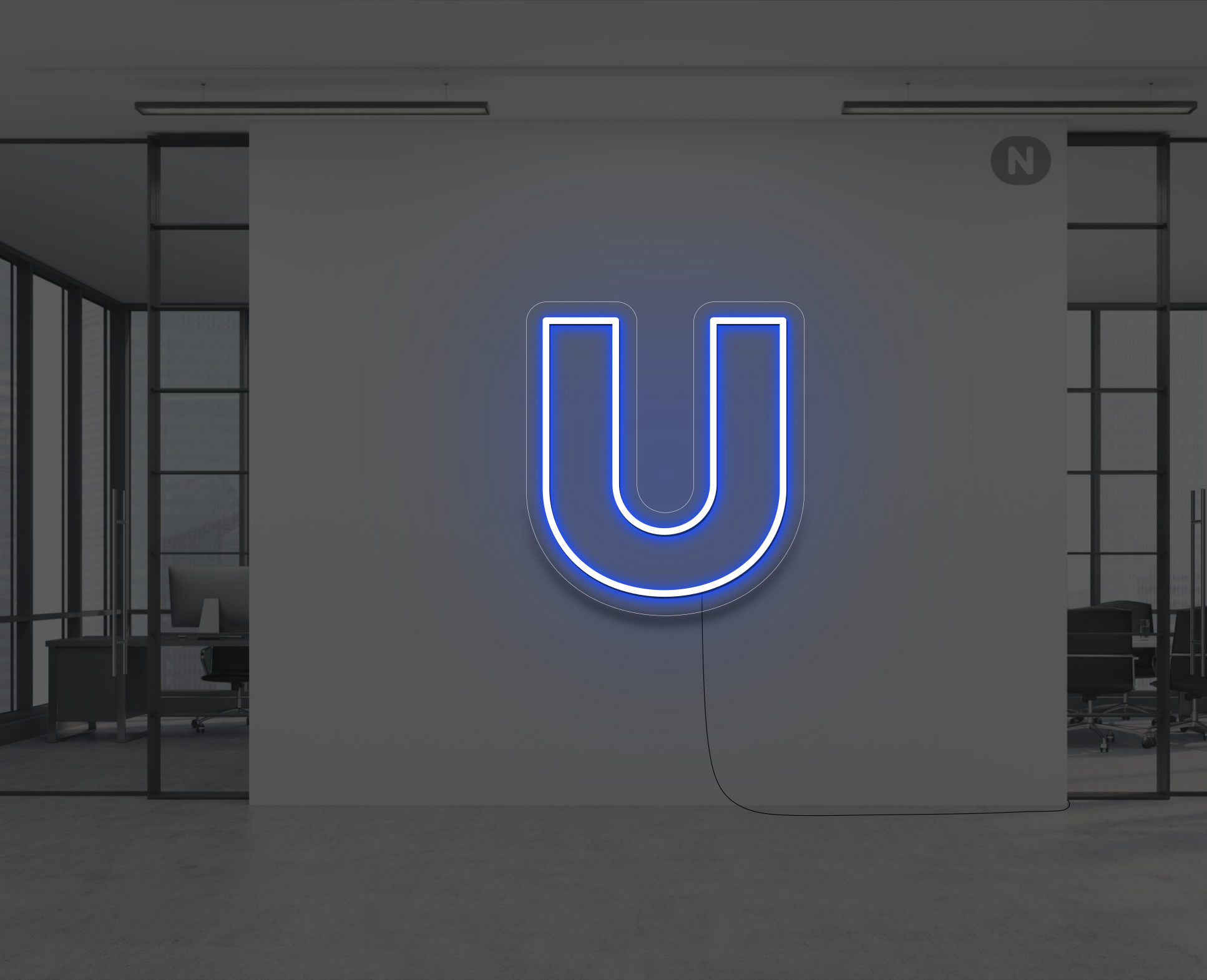 lettre-neon-u-bleu