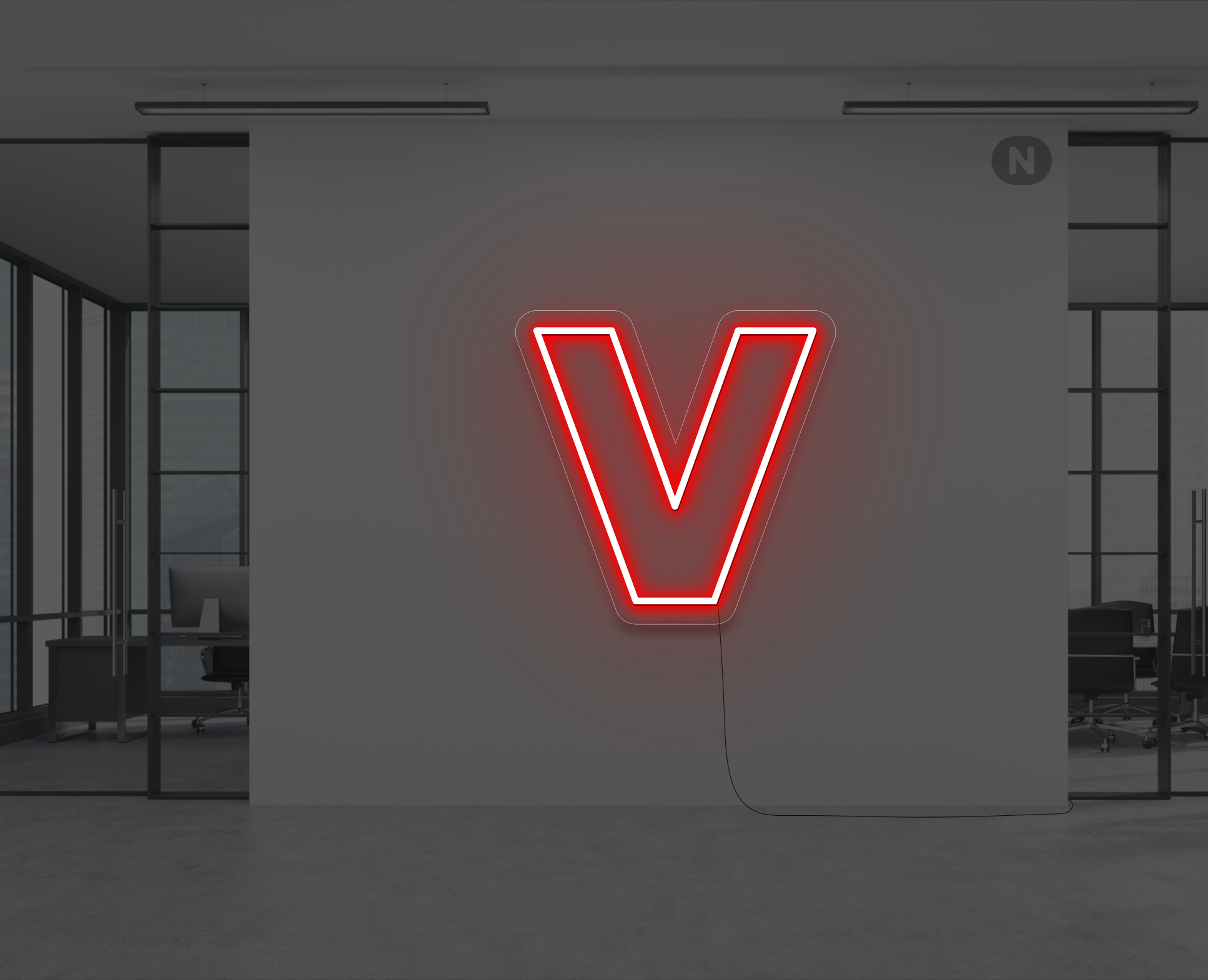 lettre-neon-v-rouge
