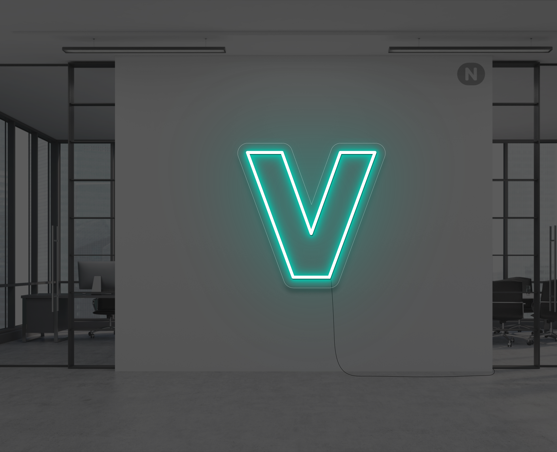 lettre-neon-v-turquoise