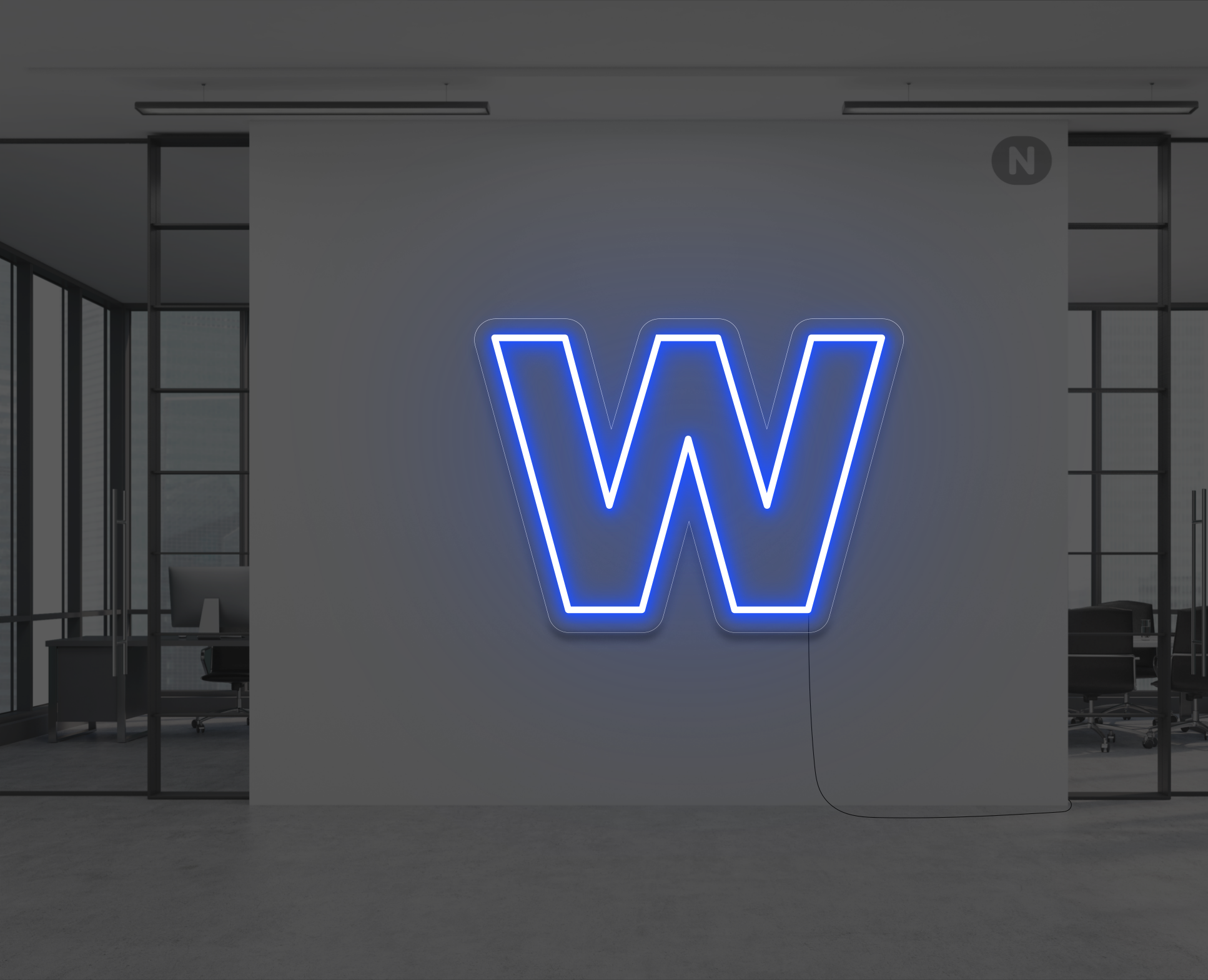 lettre-neon-w-bleu