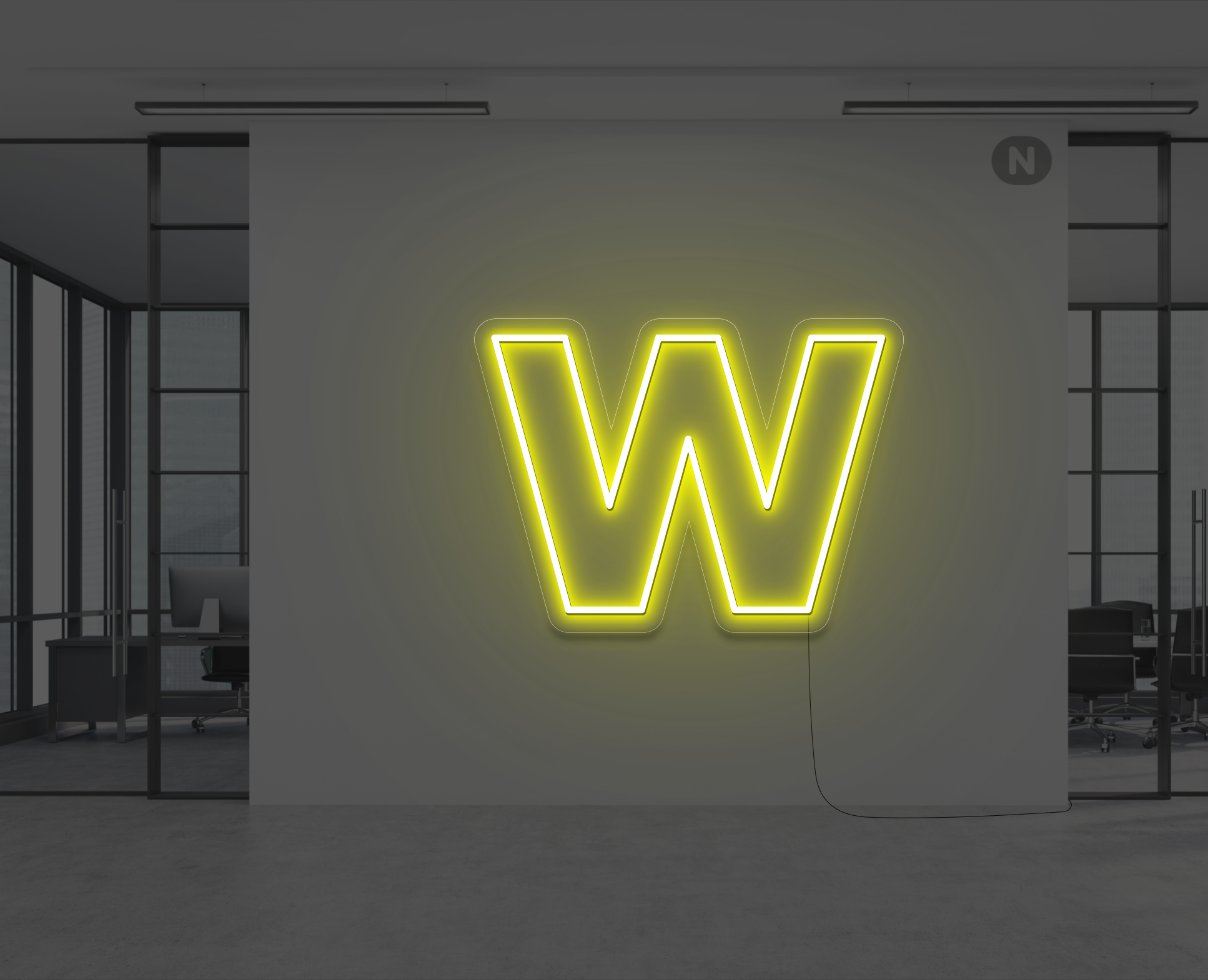 lettre-neon-w-jaune