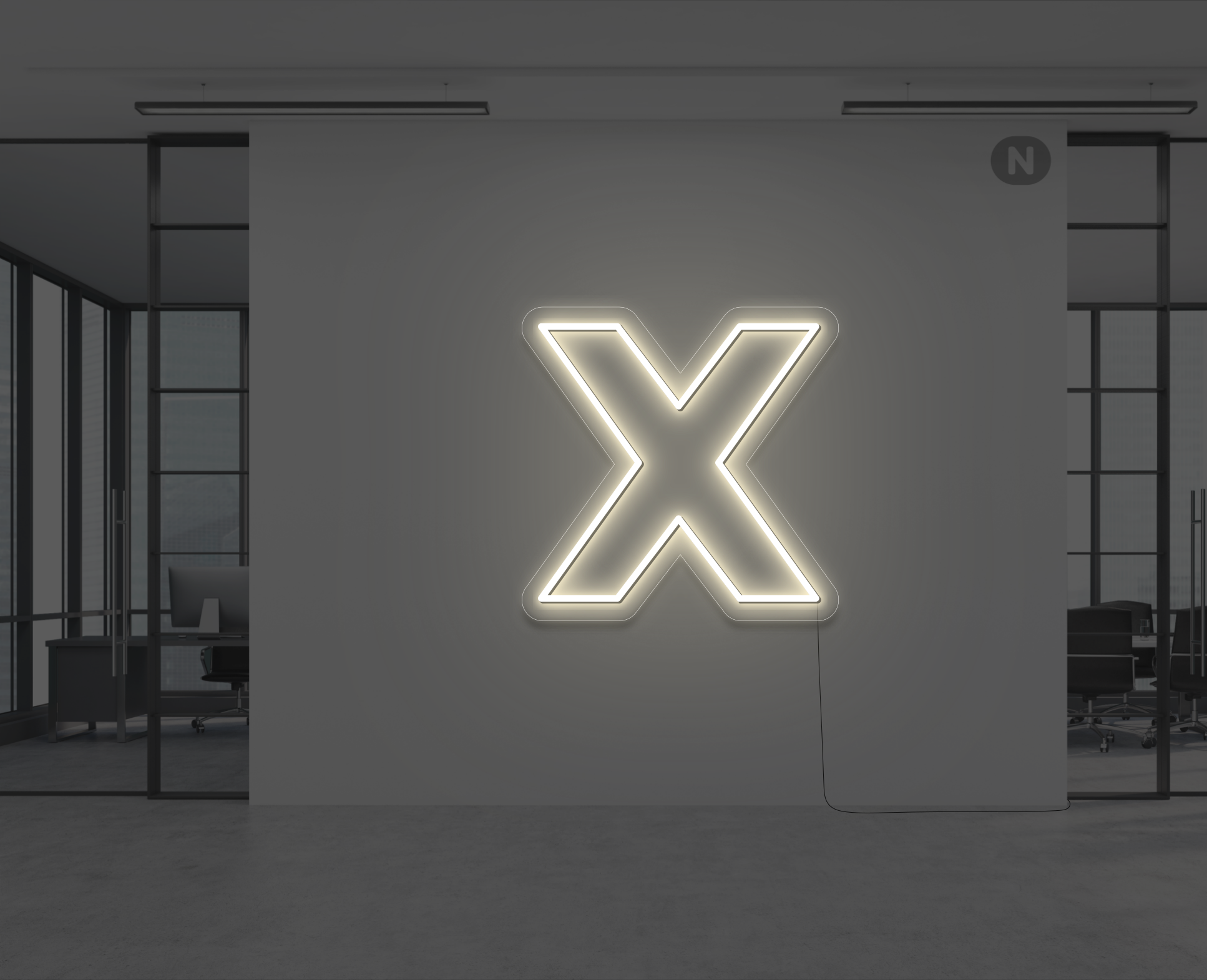 lettre-neon-x-blanc-chaud