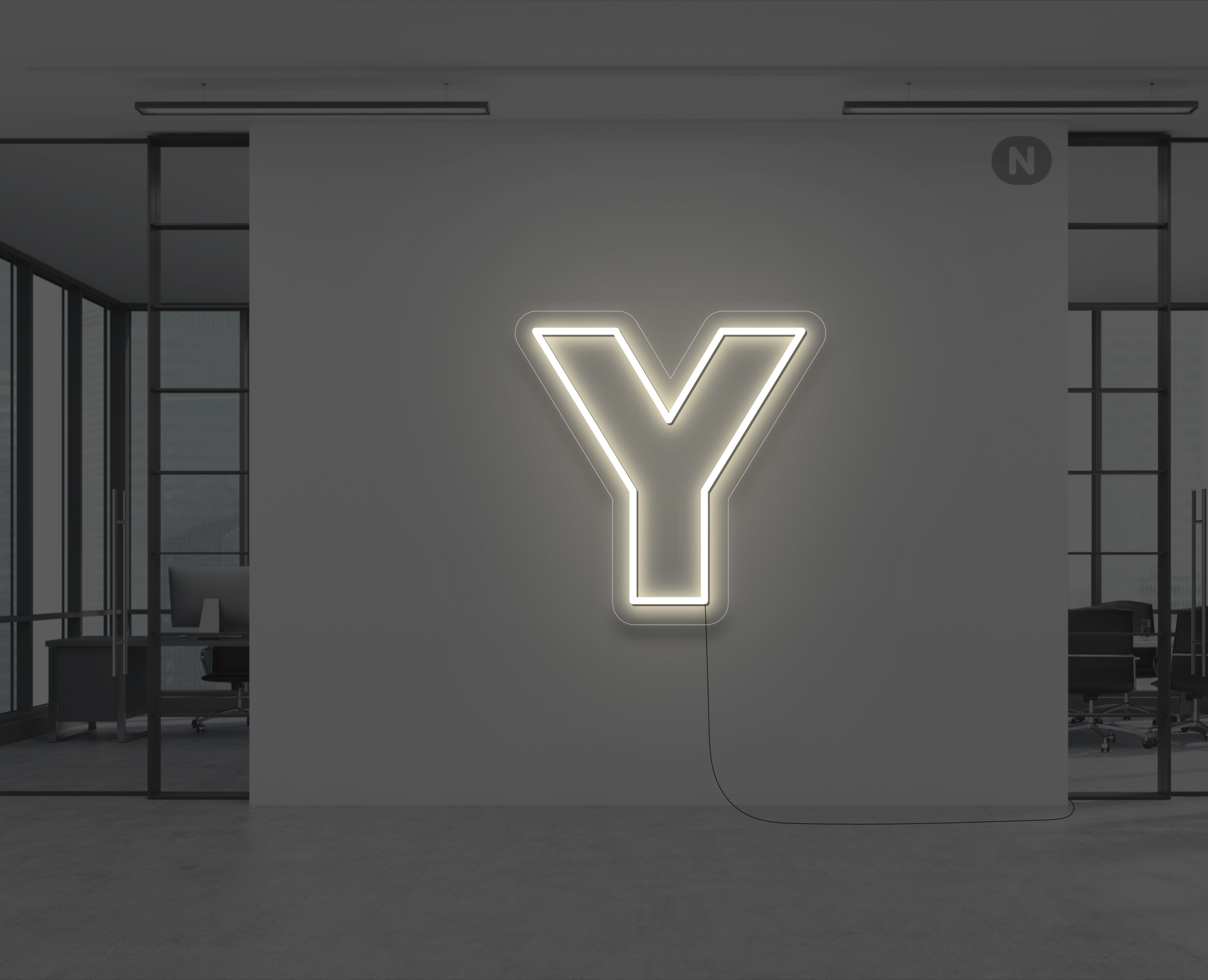 lettre-neon-y-blanc-chaud