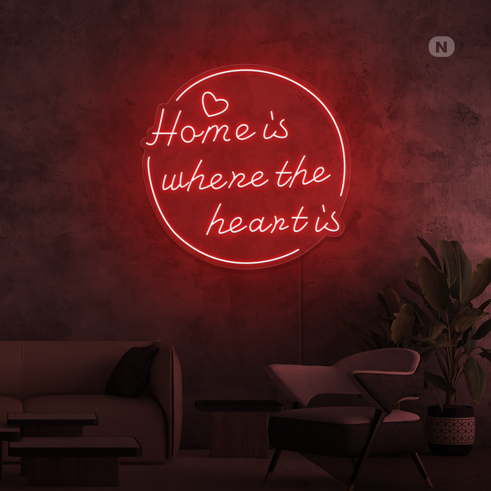 Enseigne néon home is where the heart is