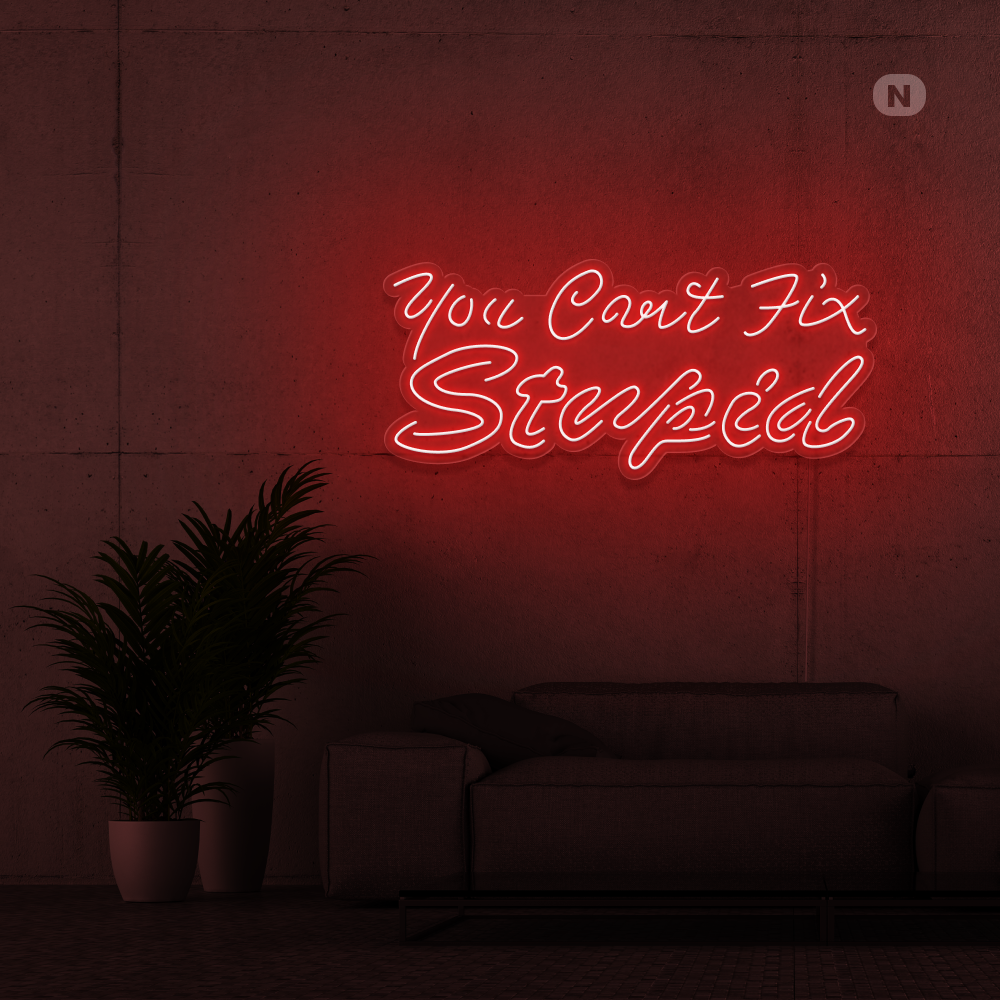 Enseigne néon you can't fix stupid