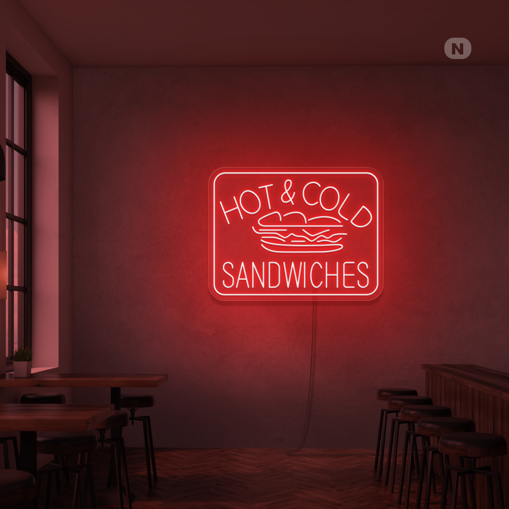 Enseigne néon Hot & Cold Sandwiches