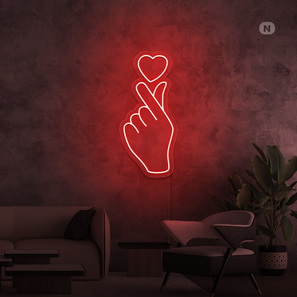 Enseigne néon Main d'amour