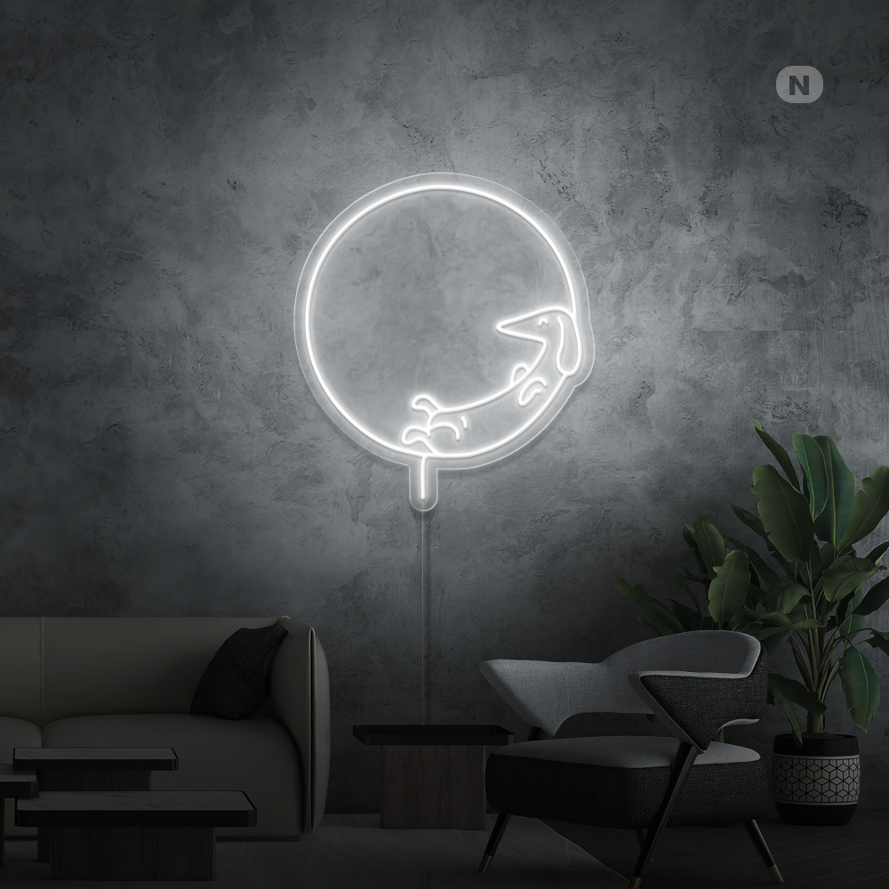 Enseigne néon Chien couchant