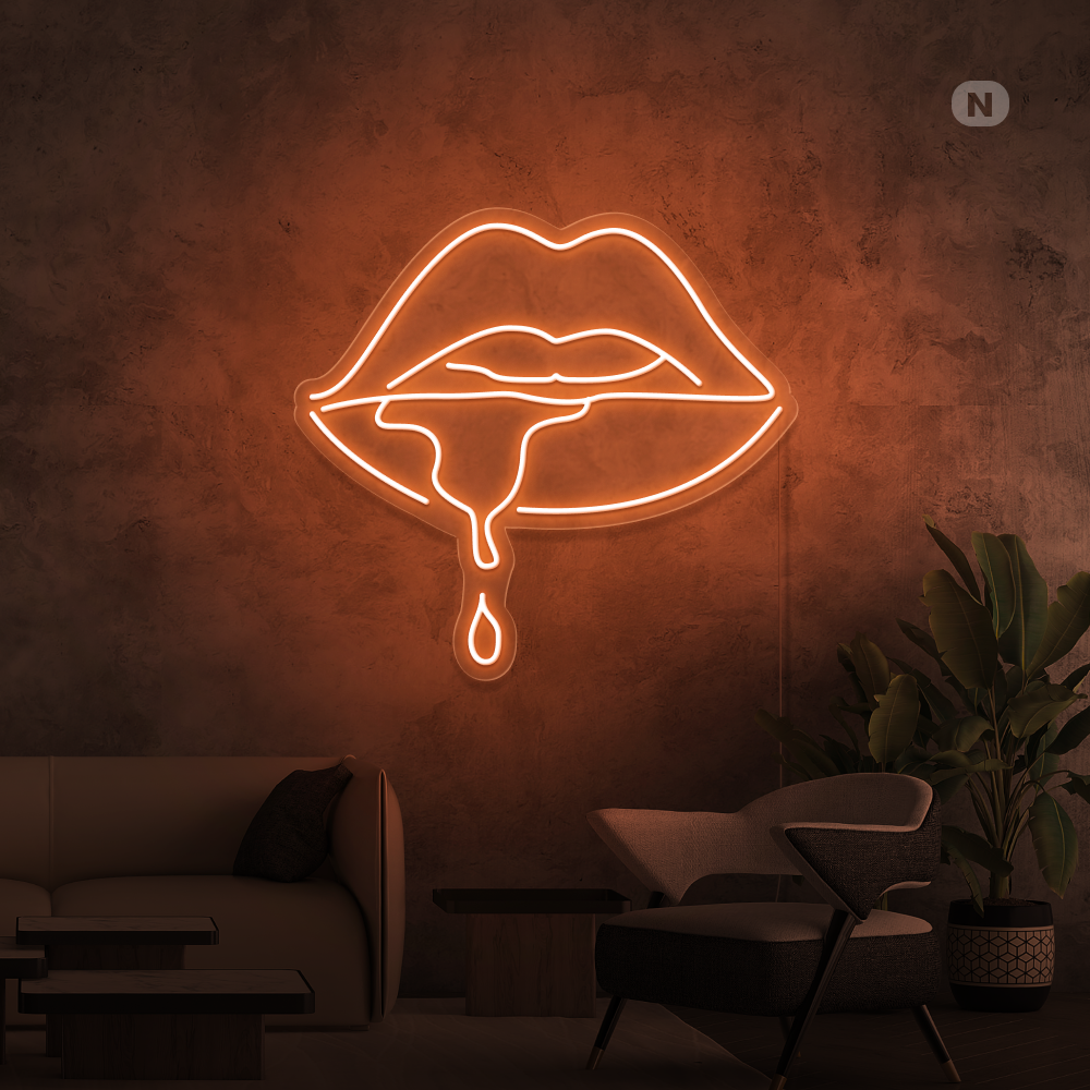 Enseigne néon Lèvres caustiques