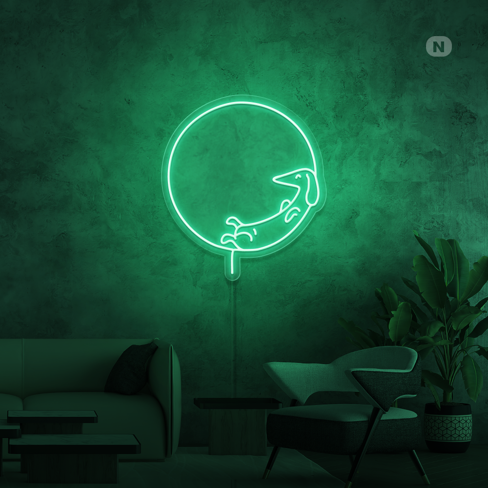 Enseigne néon Chien couchant