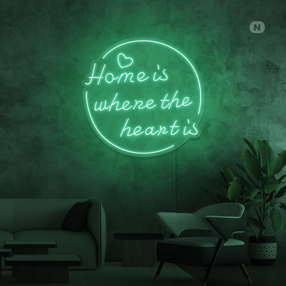 Enseigne néon home is where the heart is