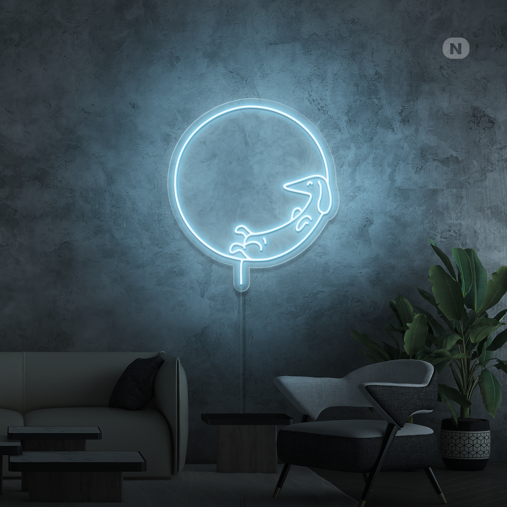 Enseigne néon Chien couchant