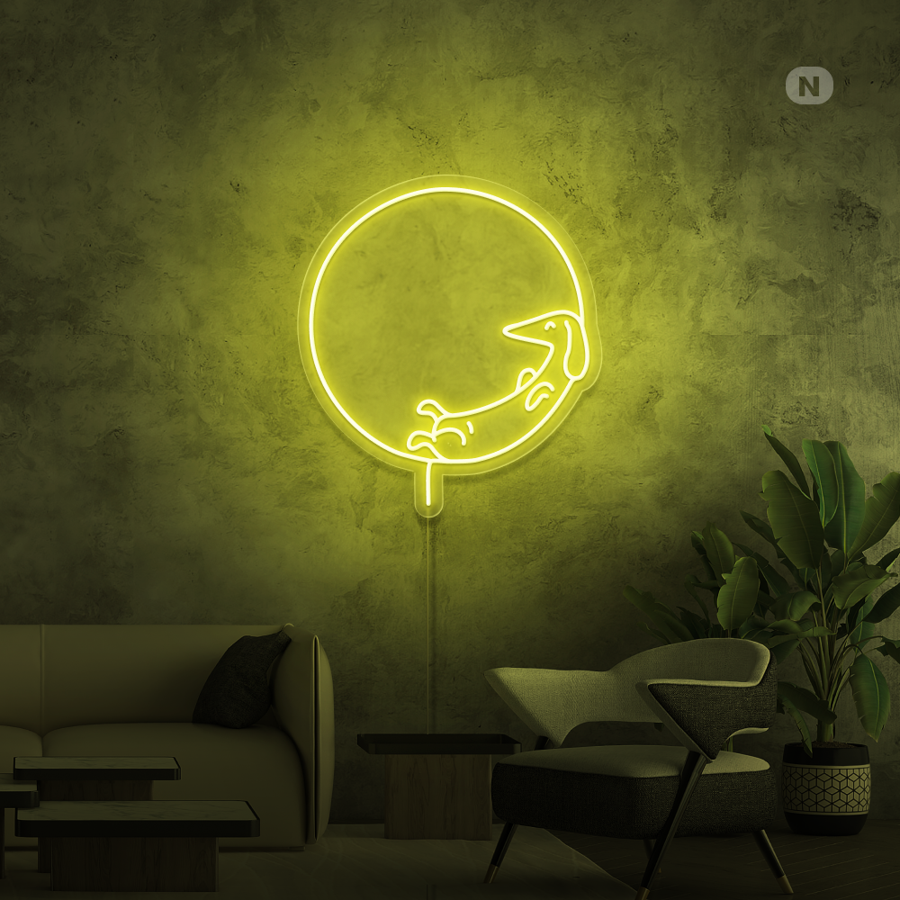 Enseigne néon Chien couchant