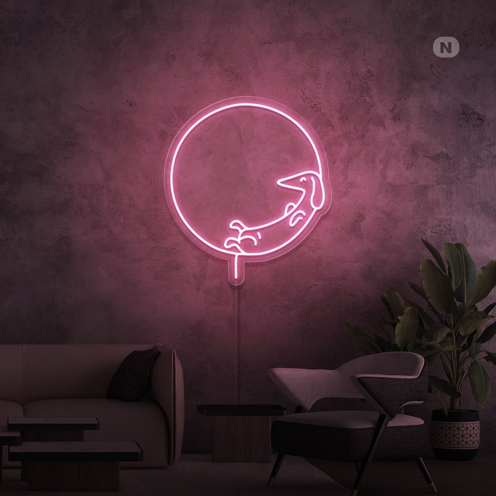 Enseigne néon Chien couchant