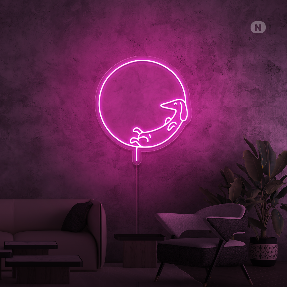 Enseigne néon Chien couchant