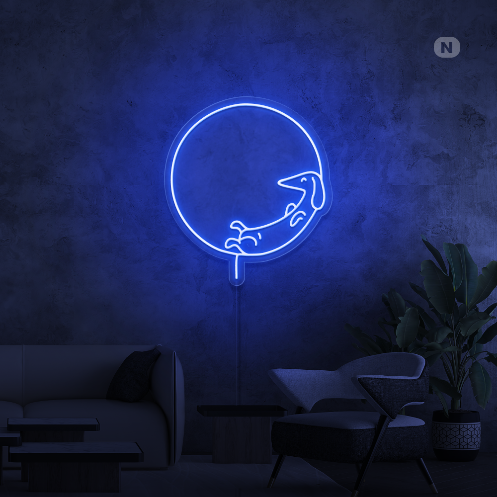 Enseigne néon Chien couchant