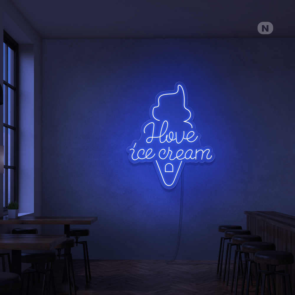 Enseigne néon I love ice cream