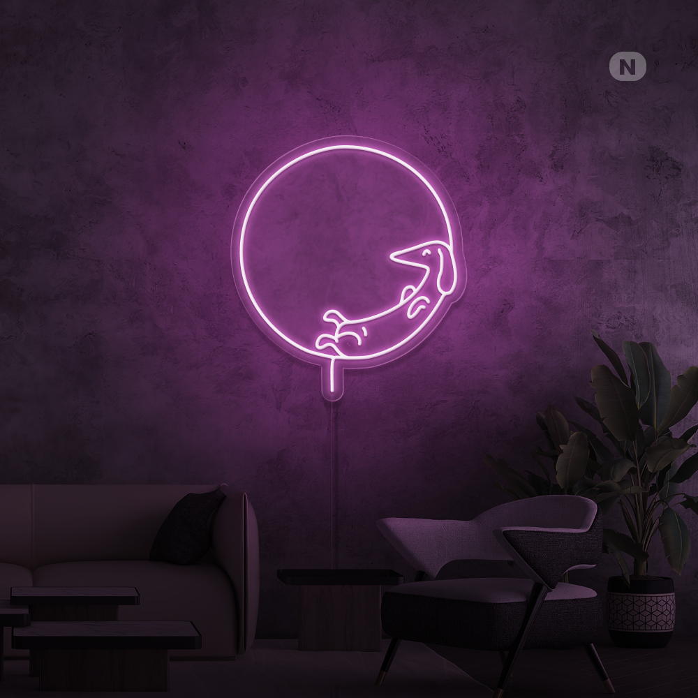 Enseigne néon Chien couchant