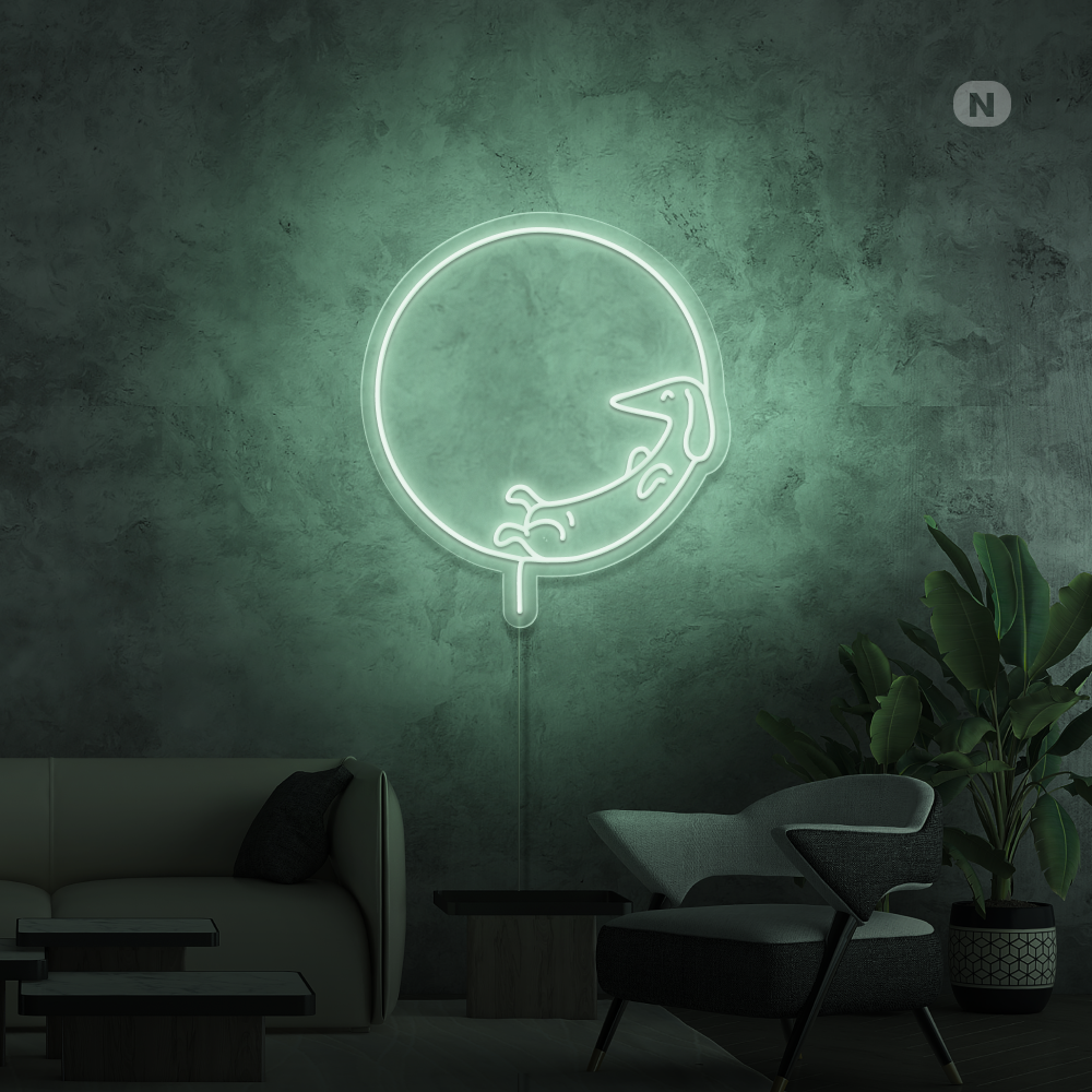 Enseigne néon Chien couchant