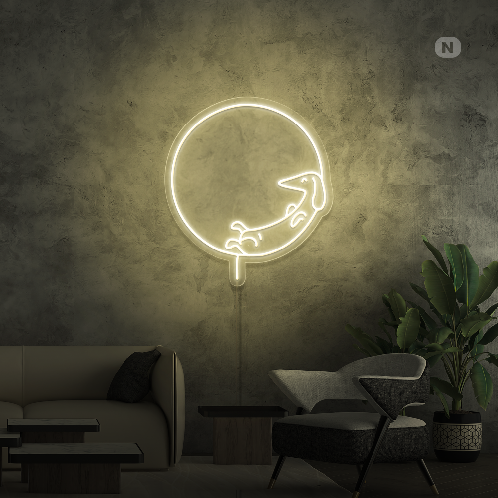 Enseigne néon Chien couchant