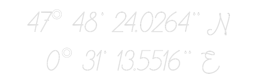 Néon personnalisé: 47° 48' 24.02...