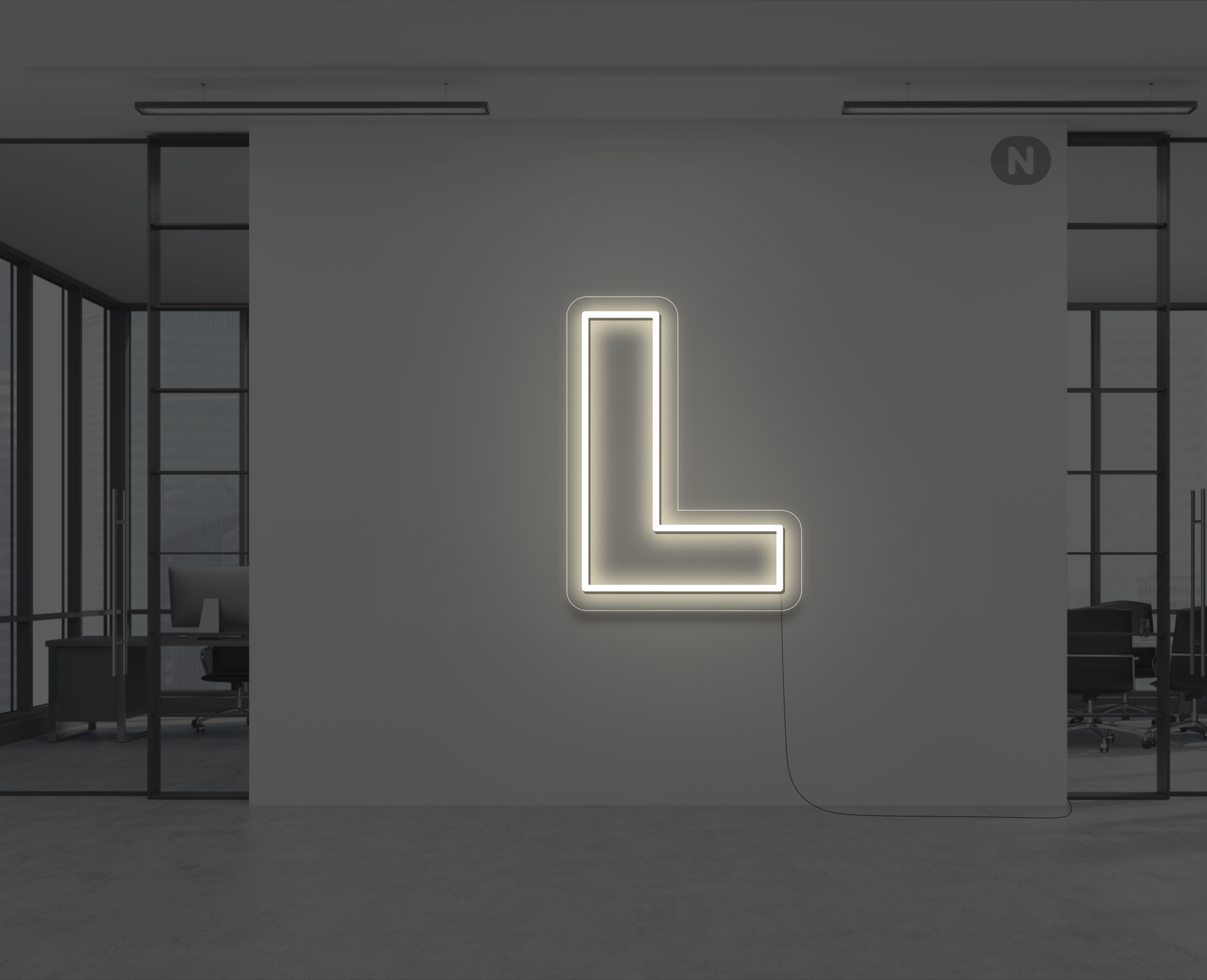 lettre-neon-l-blanc-chaud