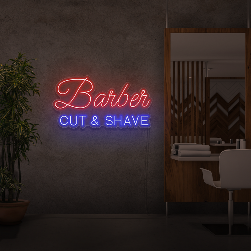 Enseigne néon Barber Cut & Shave