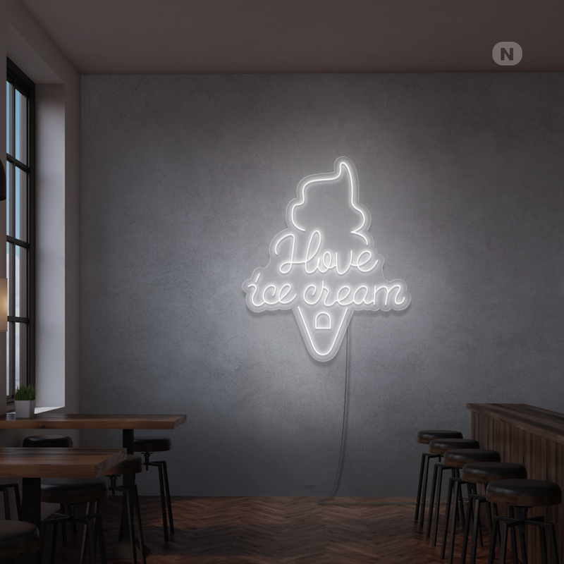 Enseigne néon I love ice cream